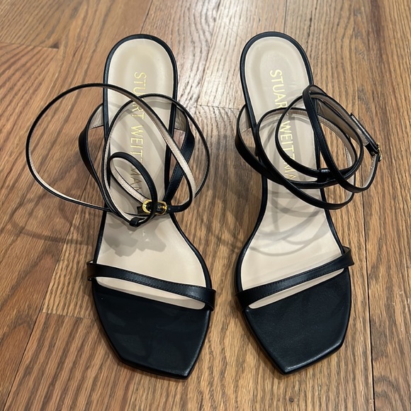 NWT Stuart Weitzman Leather Sandals- Ellsie 100 Black - Picture 2 of 8